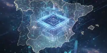 Computación Cuántica 2026: ¿Inversión Estratégica para Empresas Españolas? Representación futurista de computación cuántica integrada en el panorama empresarial español.