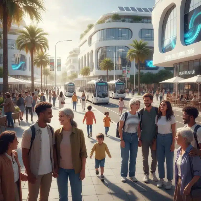 Grupo diverso de personas en un entorno urbano español, representando la pluralidad de familias en 2026.