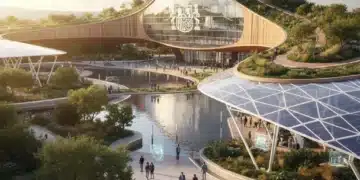 Edificio moderno e innovador en España, reflejando diseño sostenible y vanguardia arquitectónica.