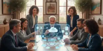 Transición Digital Española: Evita Errores Comunes en la Nube y Ahorra un 20% Profesionales españoles debatiendo estrategia de transición digital en la nube