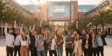 Estudiantes españoles celebrando su graduación, simbolizando la superación académica y el éxito educativo.