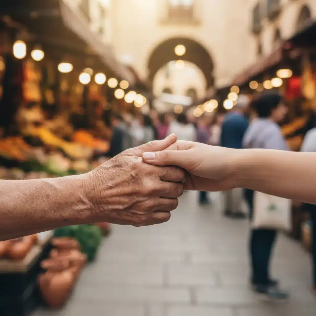 Manos de diferentes generaciones entrelazadas, simbolizando apoyo y mentoría en la comunidad española.