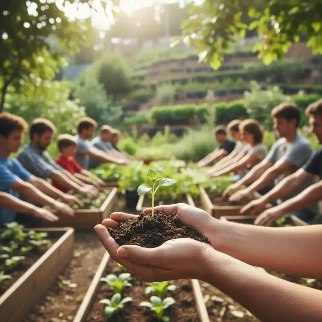 Manos plantando un árbol, simbolizando el impacto ambiental y comunitario del emprendimiento social.