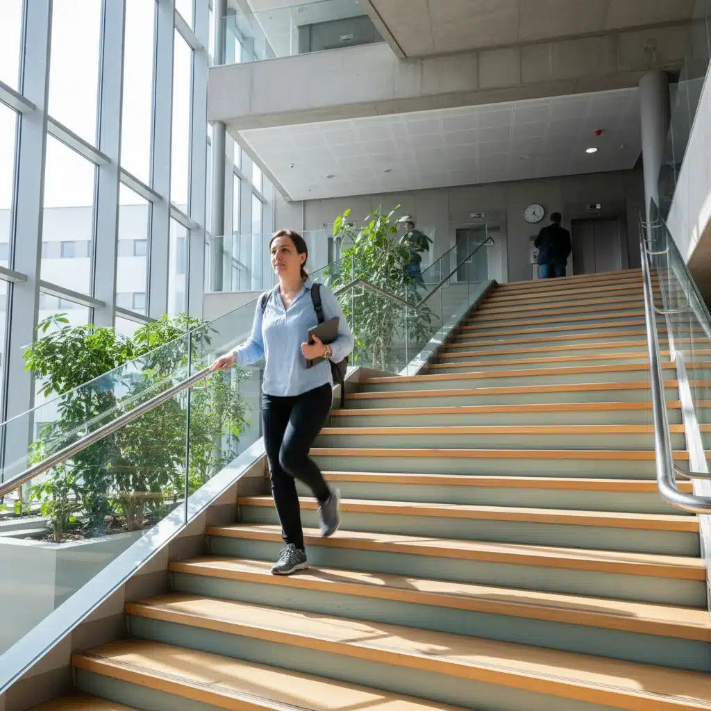 Persona subiendo escaleras en un edificio, un ejemplo práctico de actividad física diaria.