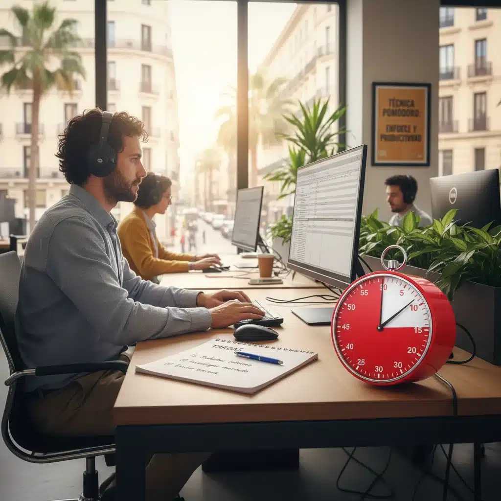 Técnica Pomodoro aplicada en un entorno de oficina español