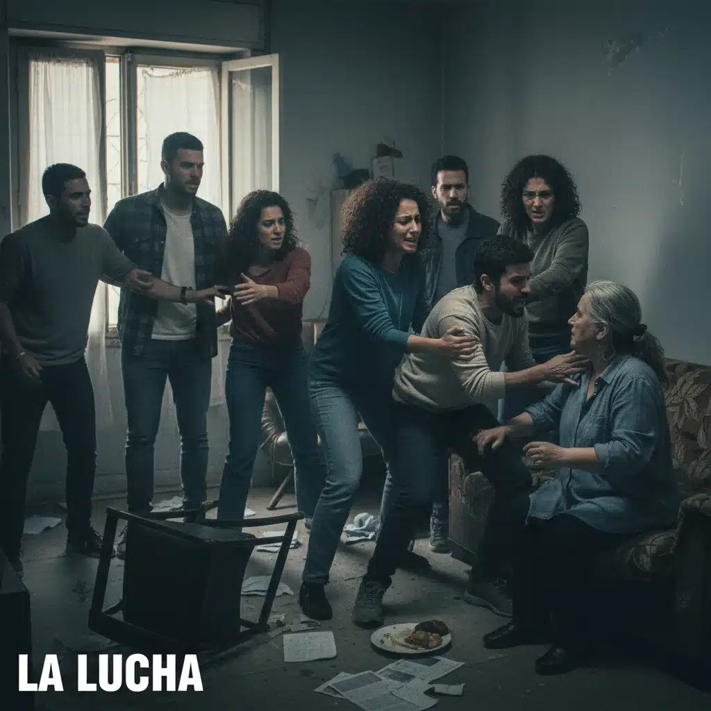 Actores jóvenes en escena dramática, reflejo social