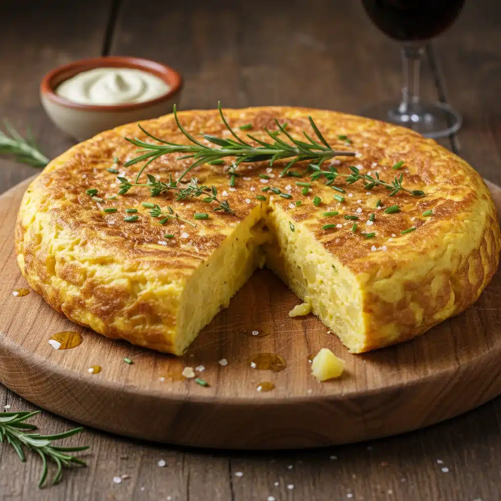 Tortilla española vegana con textura y apariencia auténtica, un ejemplo de innovación vegetal
